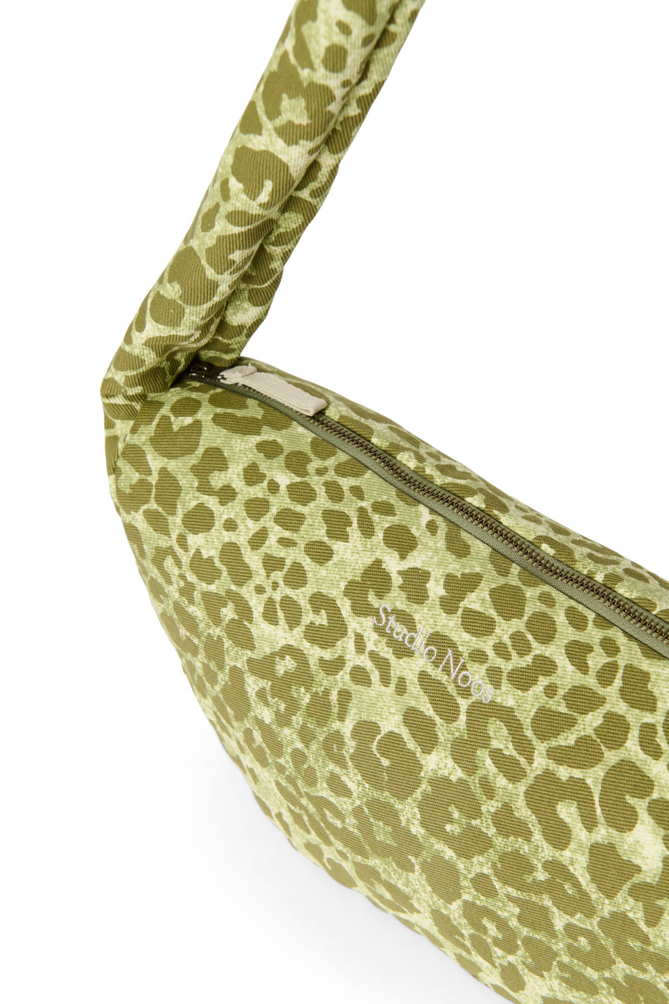 Cotton Mini Cross Body Bag | Green Leopard