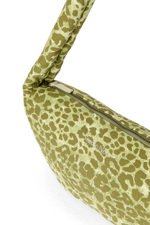 Cotton Mini Cross Body Bag | Green Leopard