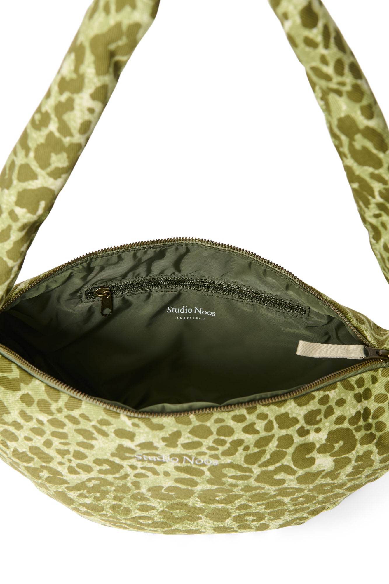 Cotton Mini Cross Body Bag | Green Leopard