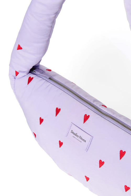 Puffy Mini Cross Body Bag | Purple Hearts