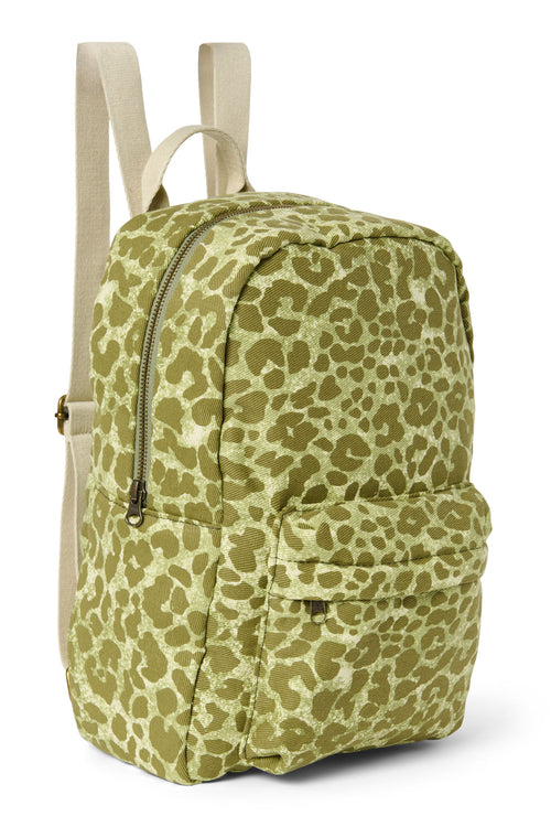 Green Leopard Coton Sac à dos Midi