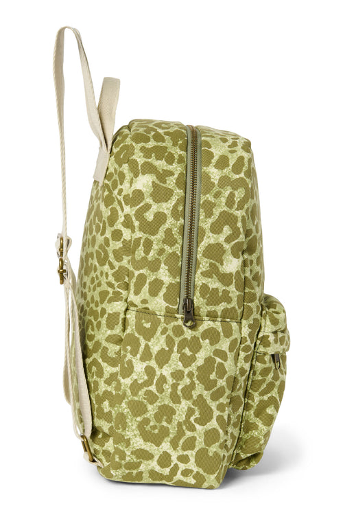 Green Leopard Coton Sac à dos Midi