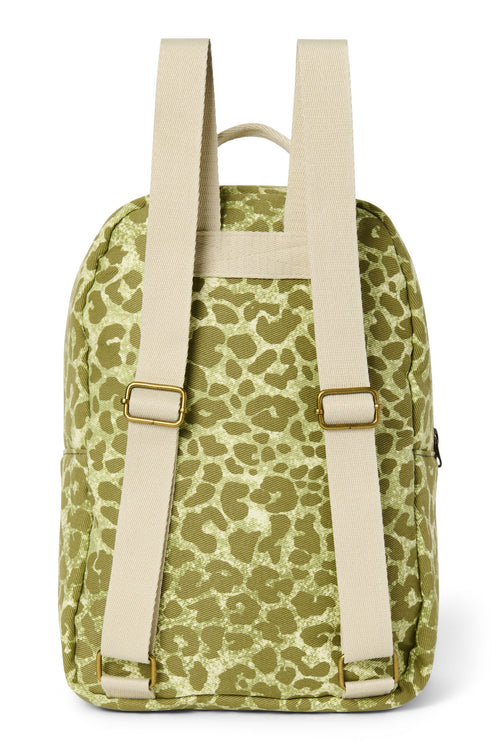 Green Leopard Coton Sac à dos Midi