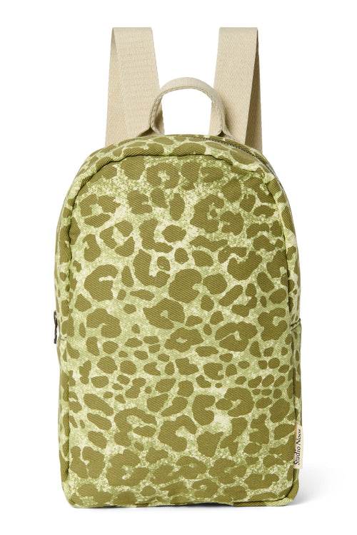 Cotton Mini Backpack | Green Leopard
