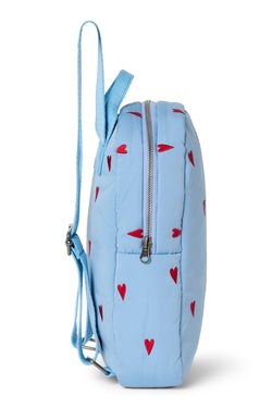 Puffy Mini Backpack | Light Blue Hearts