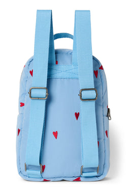 Puffy Mini Backpack | Light Blue Hearts