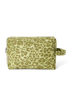 Cotton Toiletry back | Green Leopard