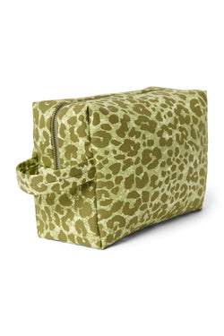 Cotton Toiletry back | Green Leopard
