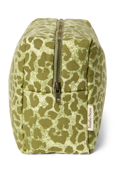 Cotton Toiletry Bag | Green Leopard