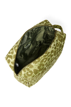 Cotton Toiletry back | Green Leopard