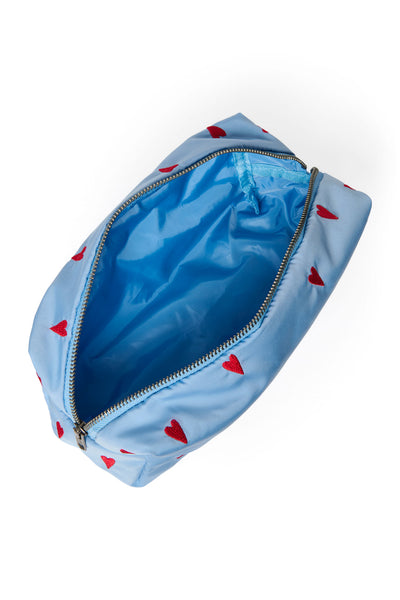 Puffy Pouch | Light Blue Hearts