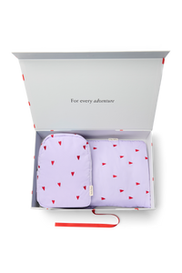 Lila Herzen Passendes Puffy-Geschenkset 