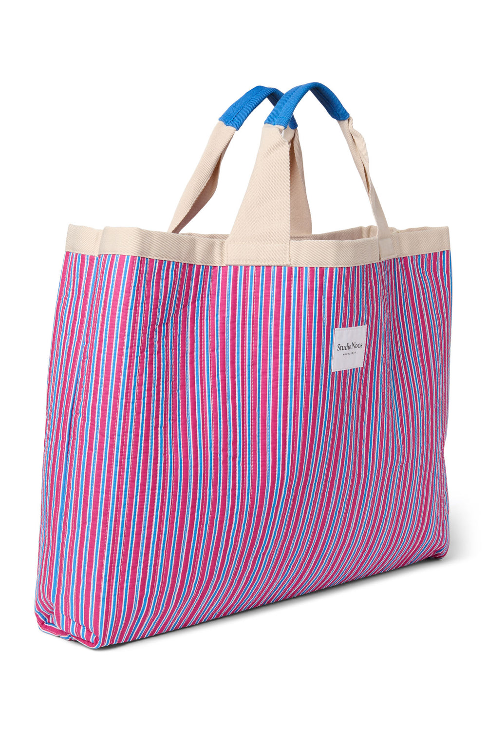 Poplin Striped Beach Bag | Raspberry