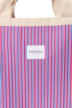 Poplin Striped Beach Bag | Raspberry
