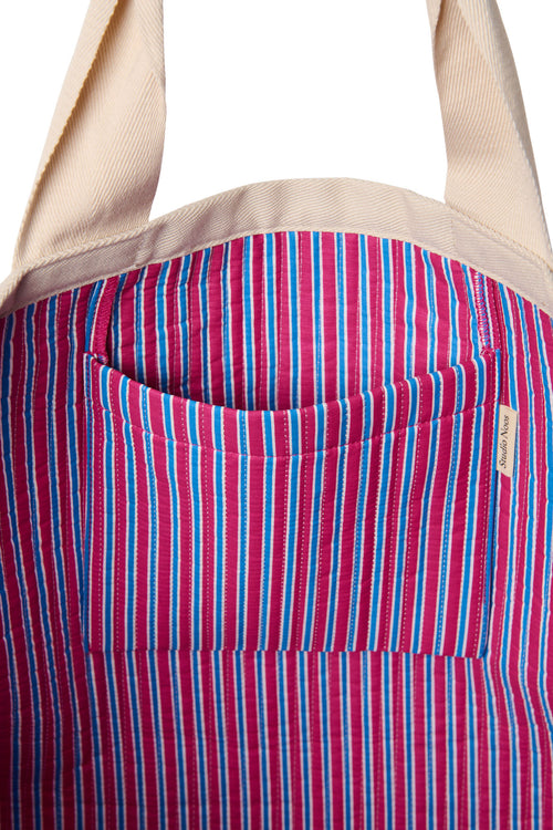 Poplin Beach Bag | Raspberry Striped