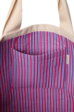 Poplin Striped Beach Bag | Raspberry
