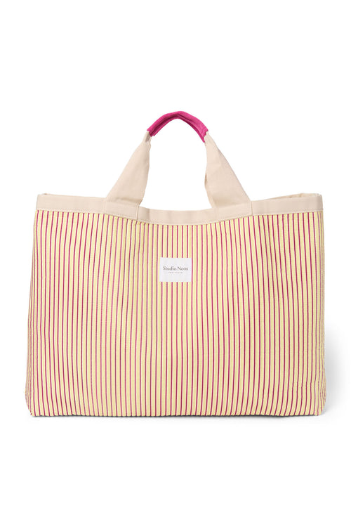 Poplin Striped Beach Bag | Butter Yellow