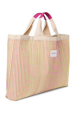 Butter Yellow Striped Poplin Strandtasche