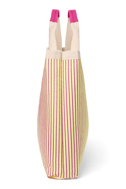 Butter Yellow Striped Poplin Strandtasche