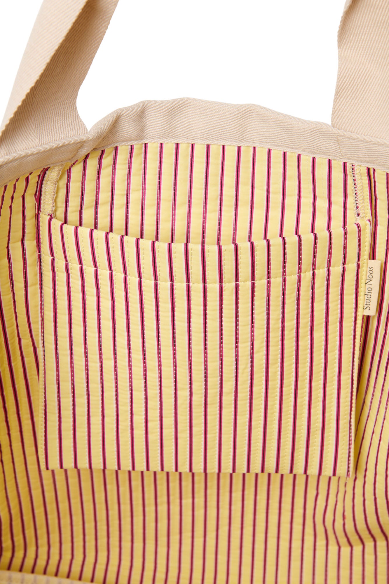Butter Yellow Striped Poplin Strandtasche