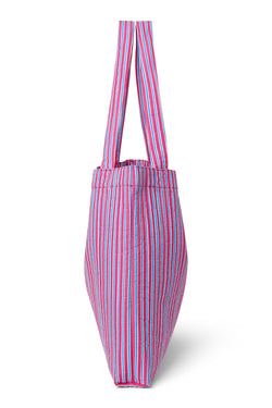Poplin Striped Mom Bag | Raspberry