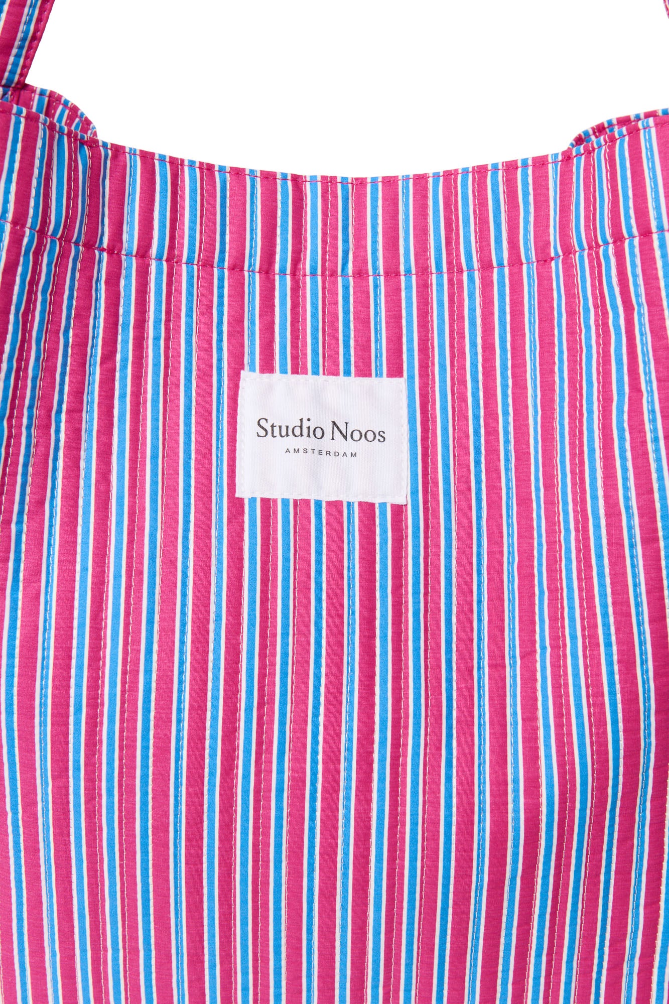 Poplin Striped Mom Bag | Raspberry