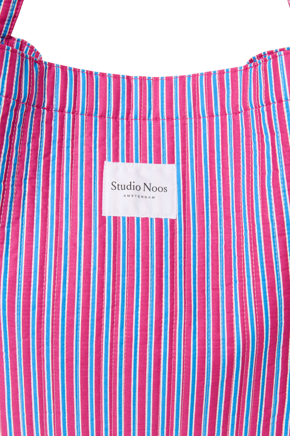 Poplin Striped Mom Bag | Raspberry