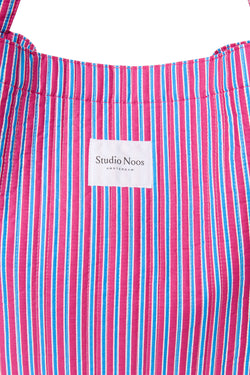 Poplin Striped Mom Bag | Raspberry