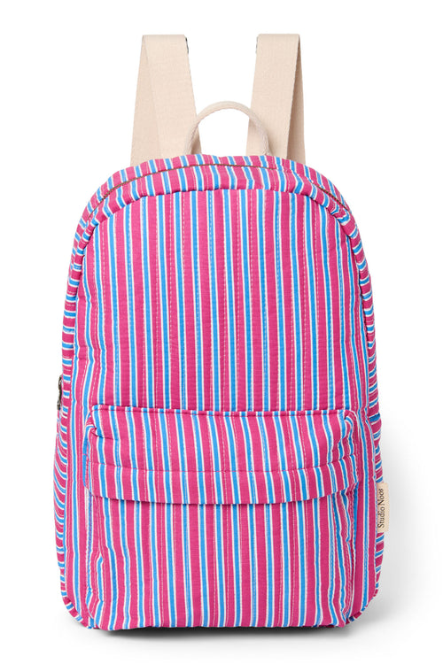 Poplin Midi Backpack | Raspberry Striped