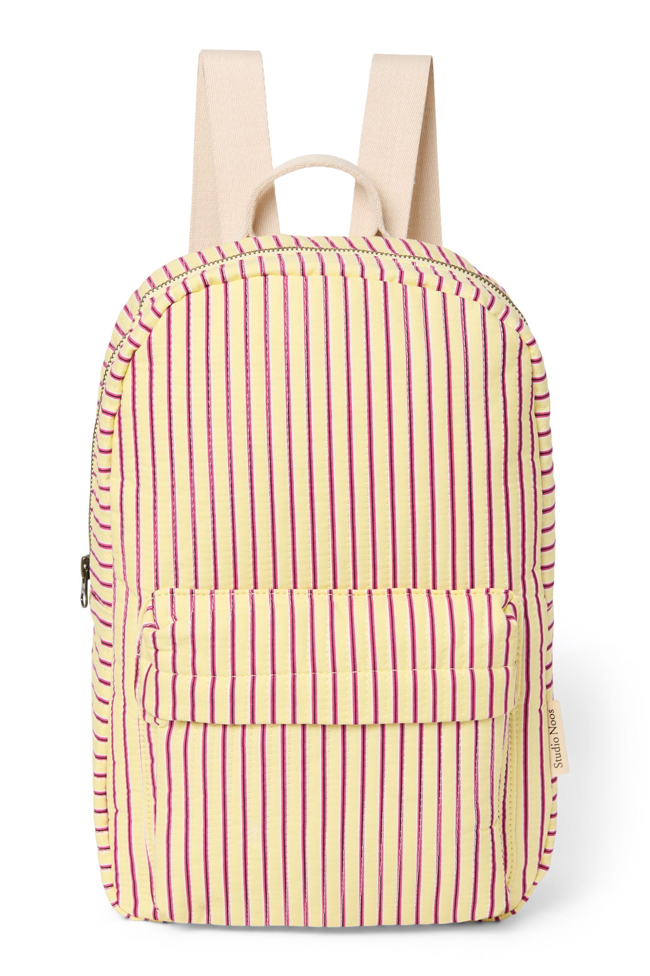 Butter Yellow Striped Poplin Midi-Rucksack
