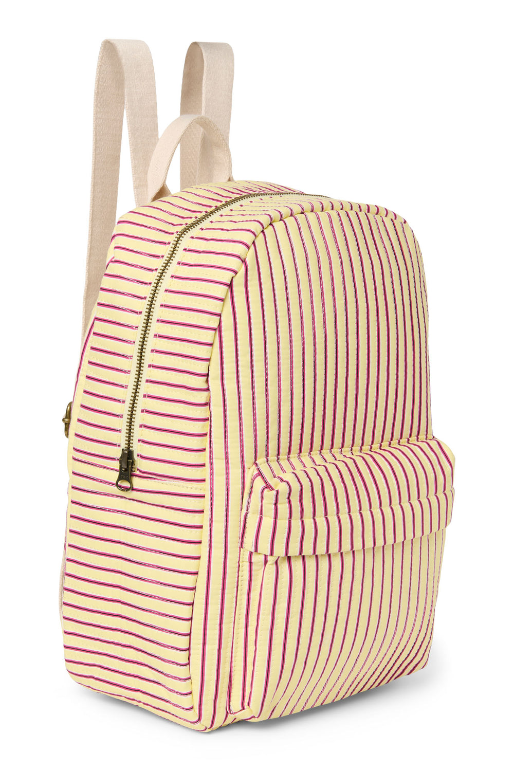 Butter Yellow Striped Poplin Midi-Rucksack