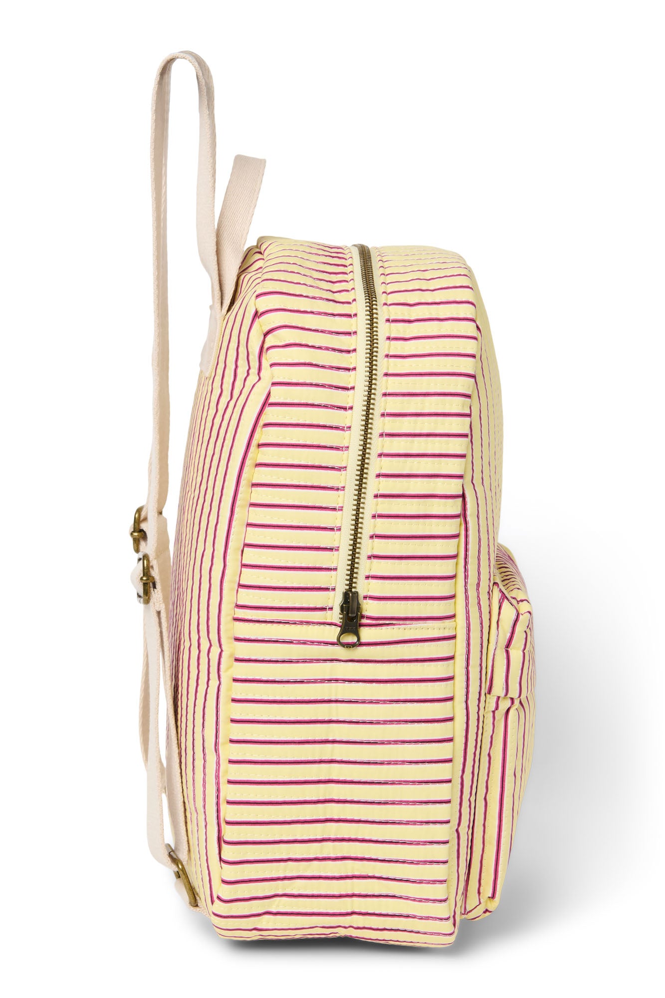 Butter Yellow Striped Poplin Midi-Rucksack