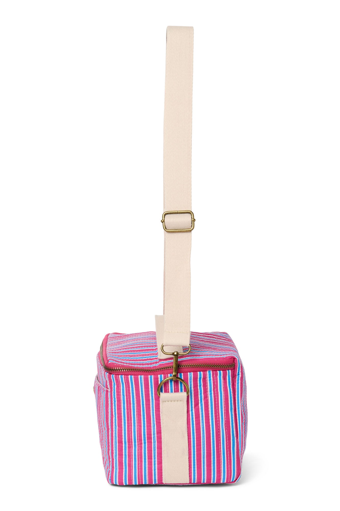 Poplin Striped Cooler Bag | Raspberry