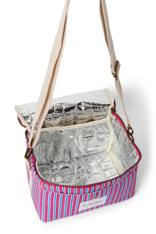 Poplin Cooler Bag | Raspberry Striped