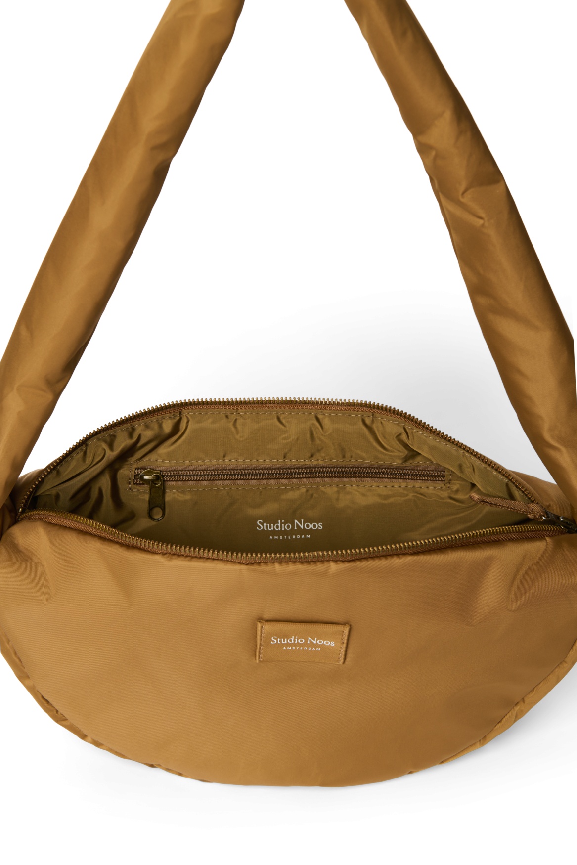Technical Puffy Mini Cross Body Bag | Brown