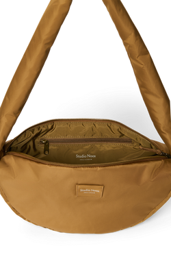 Technical Puffy Mini Cross Body Bag | Brown