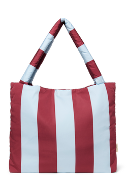Bold Stripe Mom Bag | Bordeaux/Light Blue