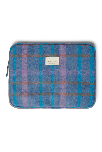 Sky Blue Wool Checked Laptop Sleeve | 13 INCH