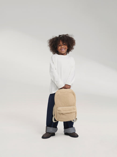 Teddy Midi-Rucksack mit Fronttasche | Ecru