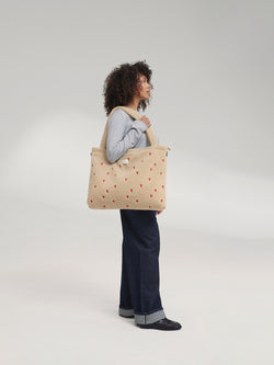 Teddy Diaper Bag | Ecru Hearts