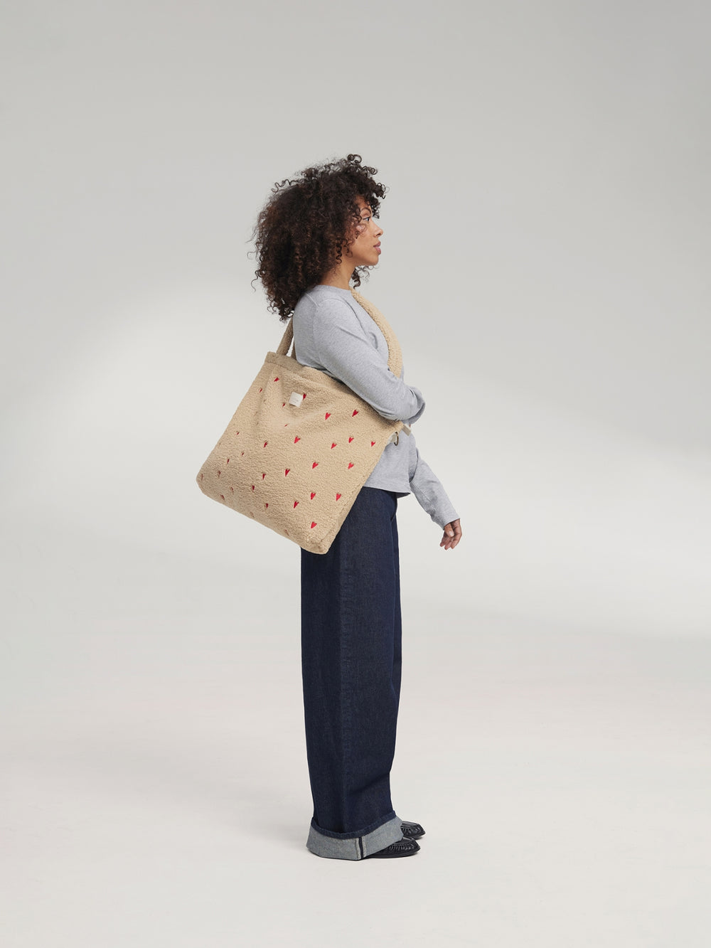 Teddy Diaper Bag | Ecru Hearts