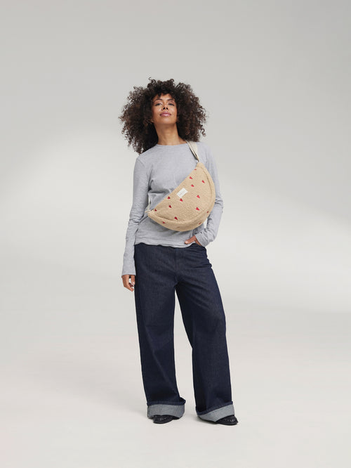 Teddy Adult Fanny Pack | Ecru Hearts