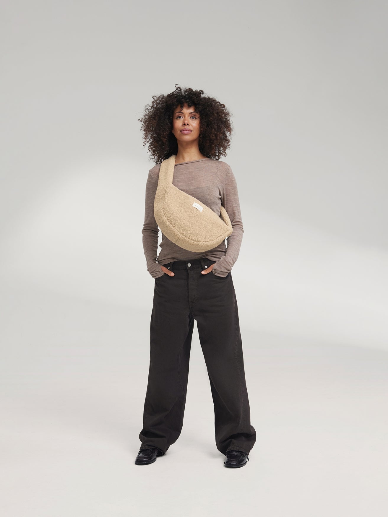 Ecru Teddy Mini Crossbody Tas