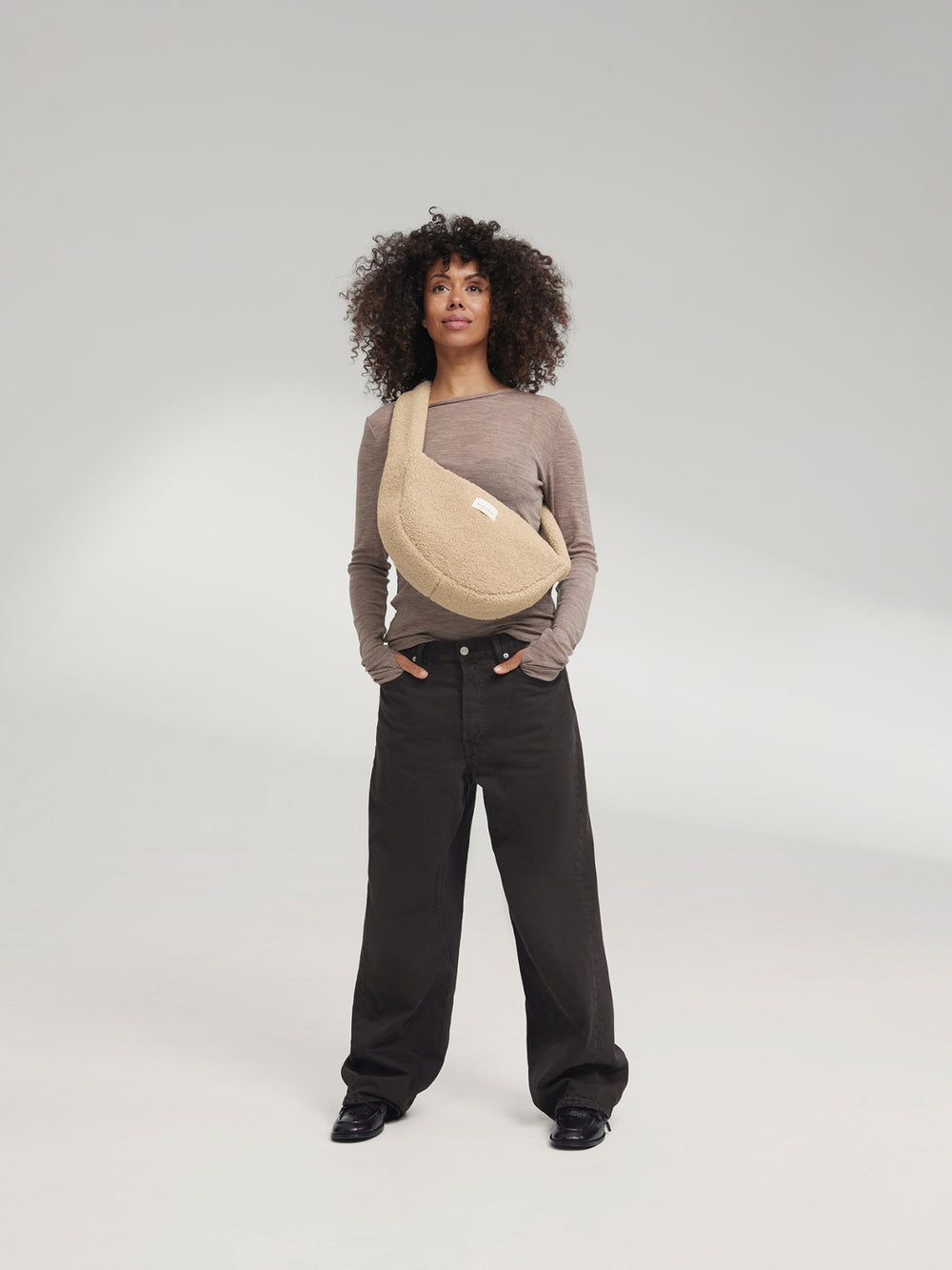 Ecru Teddy Mini Crossbody Tas