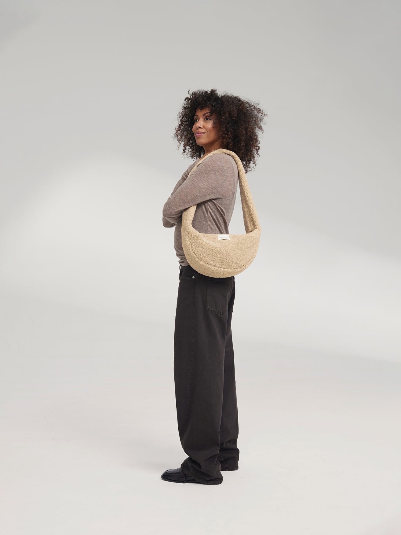 Ecru Teddy Mini Crossbody Tas