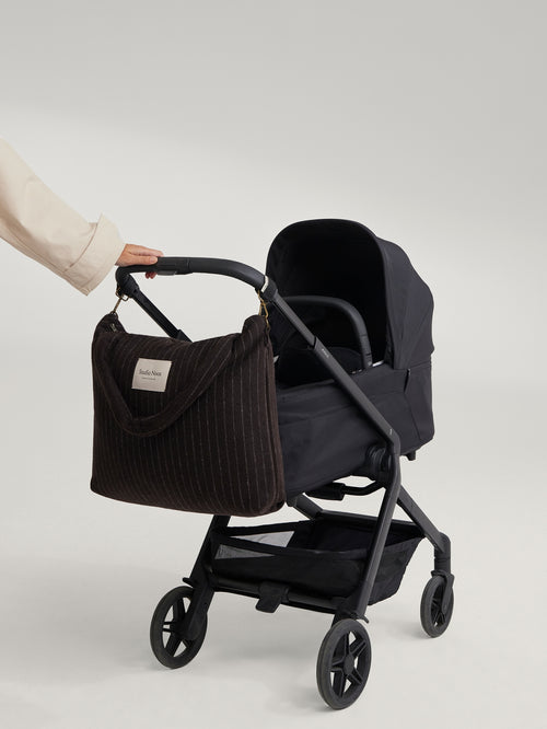 Flannel Chalkstripe Diaper Bag | Brown