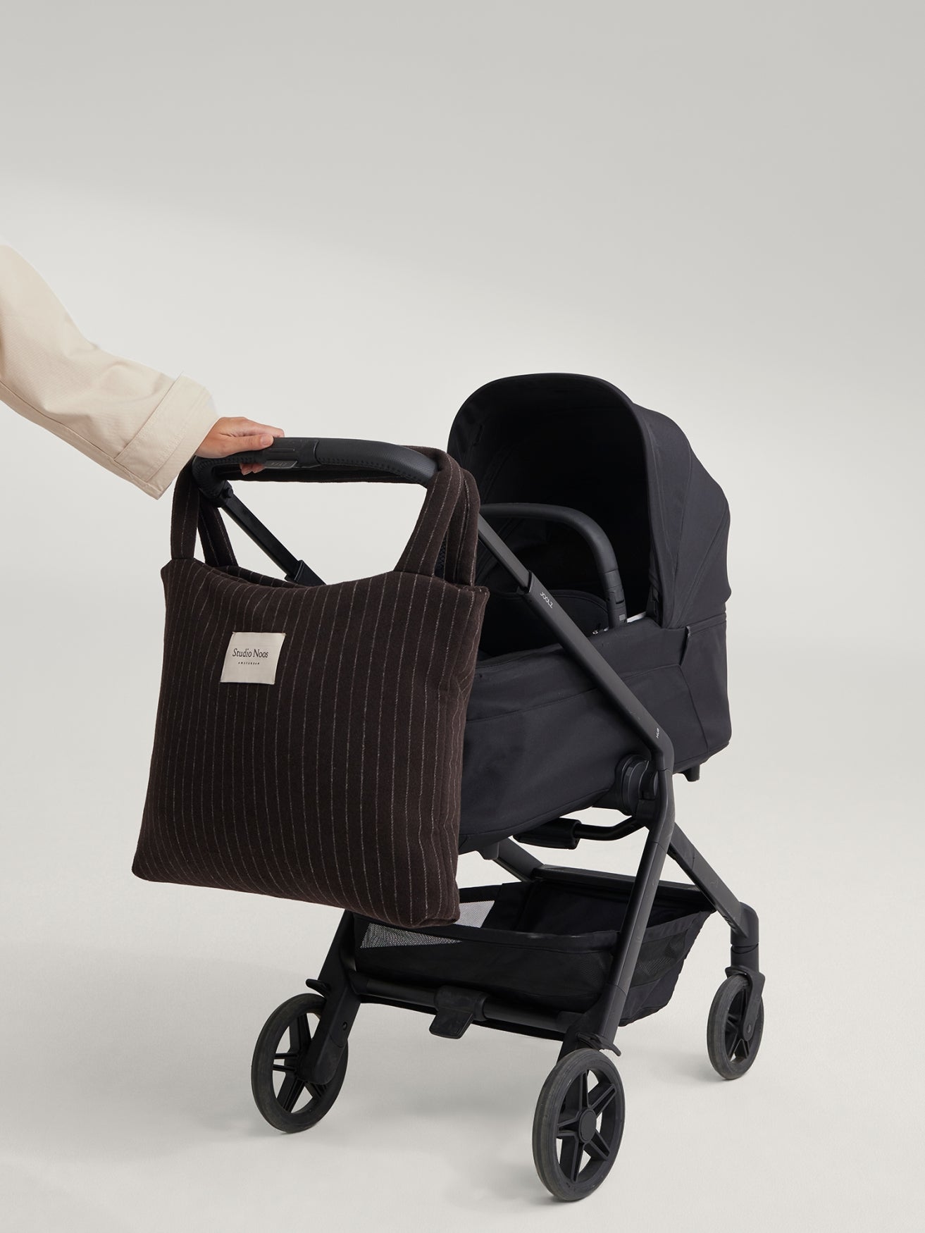 Flanelle craie Mom Bag | Brun