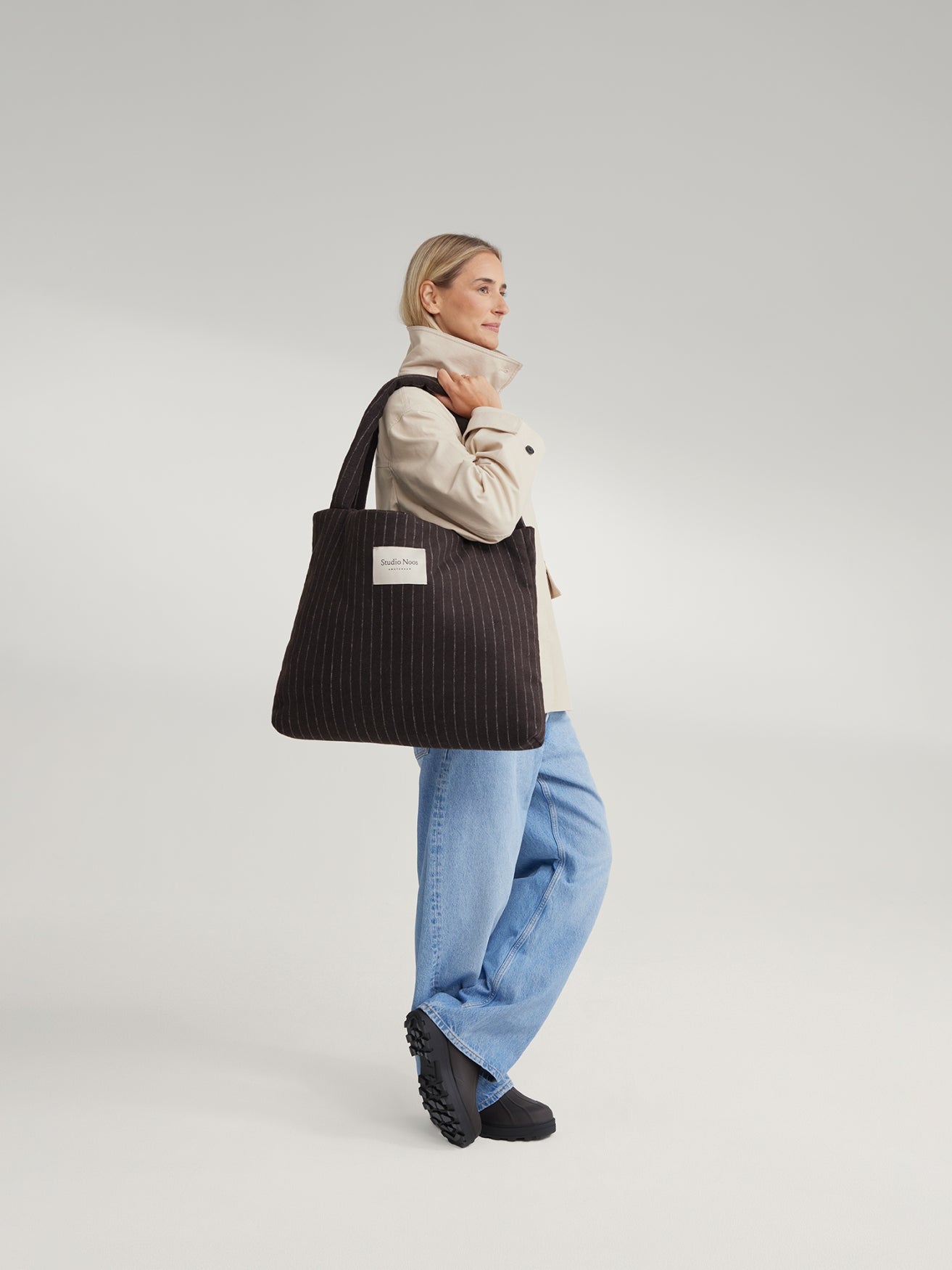 Flanelle craie Mom Bag | Brun