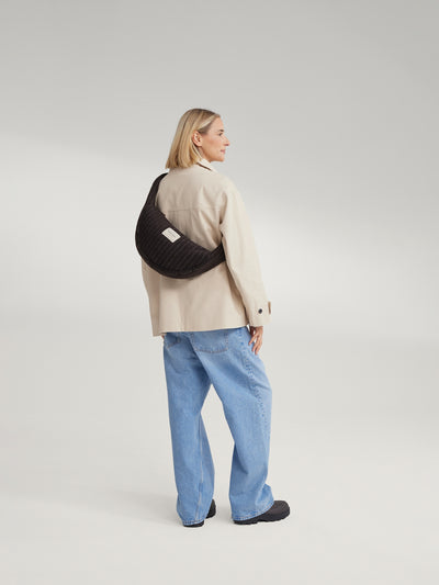 Flanelle craie Mini Cross Body Bag | Brun