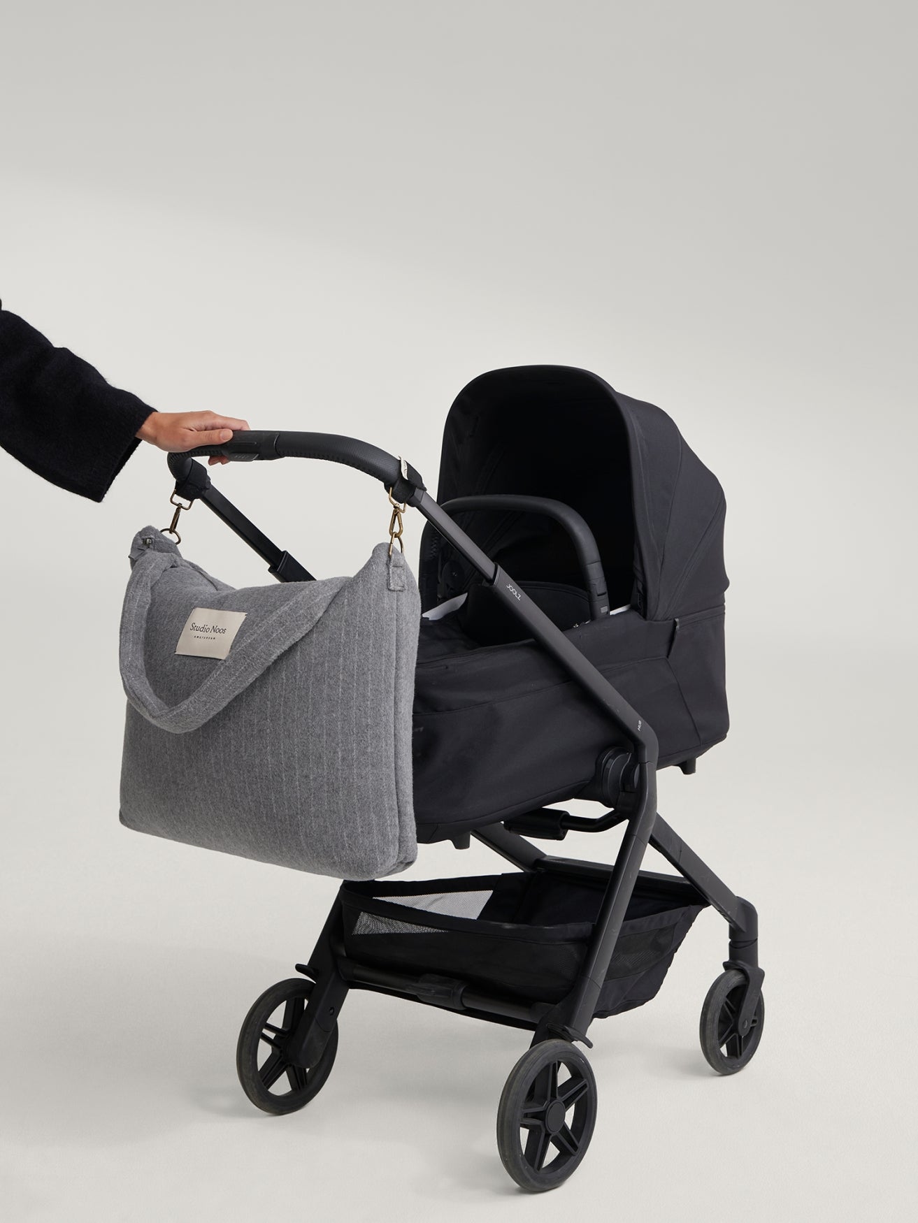 Flannel Chalkstripe Diaper Bag | Light Grey